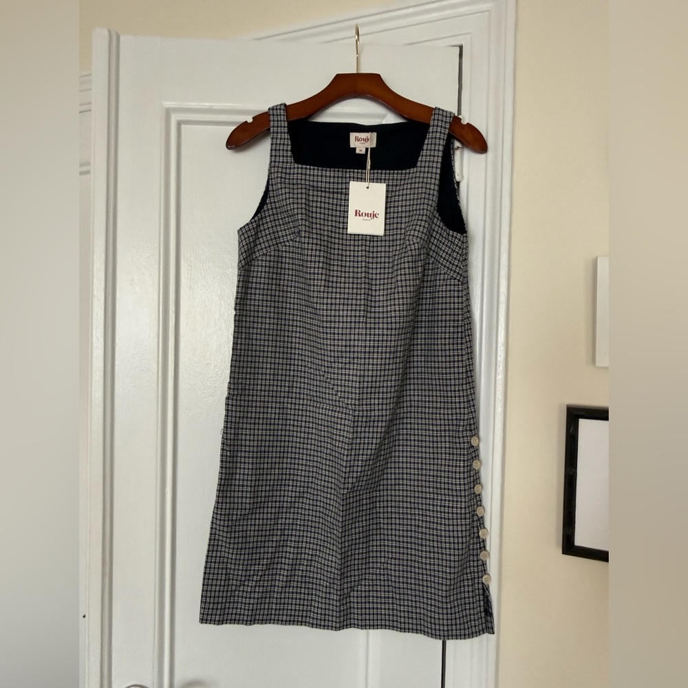 Rouje Checked Shift Dress with Side Buttons and Peddle Pusher Pants